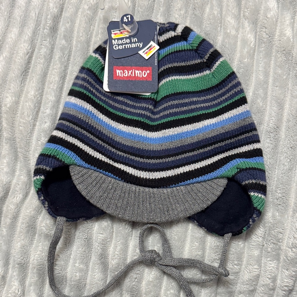 Maximos Multicolor Striped Kids Hat with ties! Size-47